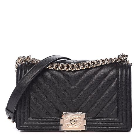 black medium chanel caviar chevron boy|CHANEL Caviar Chevron Quilted Medium Boy Flap Black.